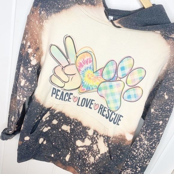 Peace Love Rescue Bleached Sweatshirt - Picture 5 of 5